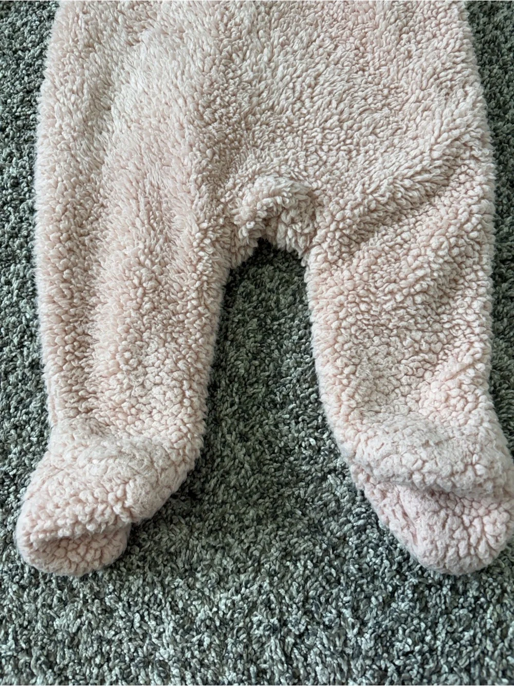 Old Navy Baby Girl Sherpa Bunting Bear Ears Pink Fleece Footed One Piece 3-6M